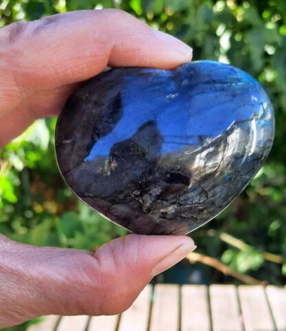 Labradorite Heart Palm Stone, Transformation, Higher Realm Connection