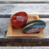 Ocean Jasper Heart & Carnelian Palm Stone Set, Happiness, Joy, Creativity, Motivation - Image 4