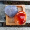 Ocean Jasper Heart & Carnelian Palm Stone Set, Happiness, Joy, Creativity, Motivation