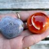 Ocean Jasper Heart & Carnelian Palm Stone Set, Happiness, Joy, Creativity, Motivation - Image 7