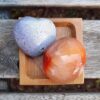 Ocean Jasper Heart & Carnelian Palm Stone Set, Happiness, Joy, Creativity, Motivation - Image 2