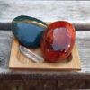 Ocean Jasper Heart & Carnelian Palm Stone Set, Happiness, Joy, Creativity, Motivation - Image 3