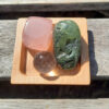 Rose Quartz Cube & Prehnite w/ Epidote Set, Self & Universal Love, Heart Healing - Image 4
