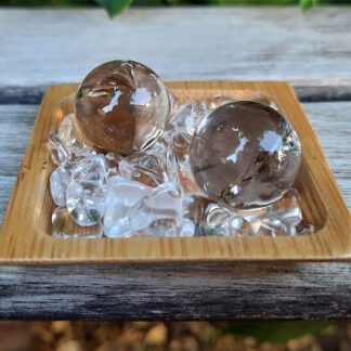 Smoky Quartz Sphere Duo + Gifts, Meditation Set, Grounding, Transmutation, Peace
