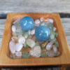 Aquamarine Sphere Duo (Dark) w/ Morganite Chip Stones, Creativity, Intuition, Calming - Image 3