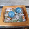 Aquamarine Sphere Duo (Dark) w/ Morganite Chip Stones, Creativity, Intuition, Calming - Image 4