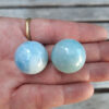 Aquamarine Sphere Duo L w/ Morganite Chip Stones, Creativity, Intuition, Calming - Image 10