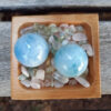 Aquamarine Sphere Duo L w/ Morganite Chip Stones, Creativity, Intuition, Calming - Image 5