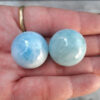 Aquamarine Sphere Duo L w/ Morganite Chip Stones, Creativity, Intuition, Calming - Image 7