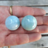 Aquamarine Sphere Duo L w/ Morganite Chip Stones, Creativity, Intuition, Calming - Image 8