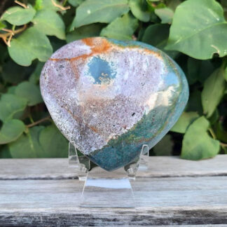Ocean Jasper Heart, Happiness, Joy, Uplifting, Healthier Habits, Palm Stone