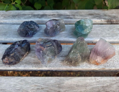 This includes the beautiful raw Fluorite shown, approximately 2.10-2.25”. You’ll also receive the drawstring pouch and a gift box. Color variances, nicks, imperfections and cracks are the nature of genuine gemstones, crystals and minerals.