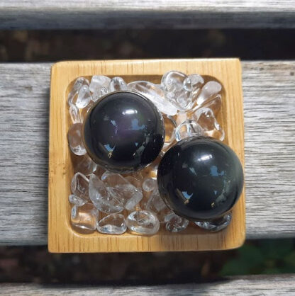 Rainbow Obsidian Sphere Duo, Meditation Set, Healing, Joy, Transmutation, Gifts