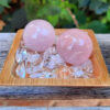 Rose Quartz Sphere Duo, Set of 2, Meditation Set, Heart Set, Self Love, Free Gifts - Image 3