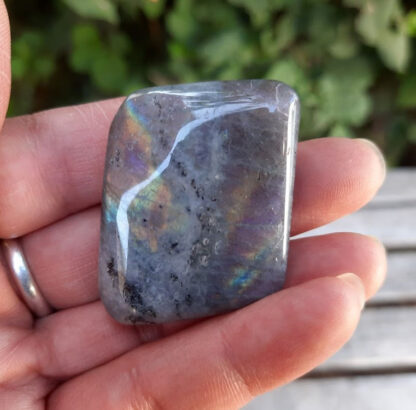 Labradorite Palm Stone, Purple Flash, Higher Realms, Transformation
