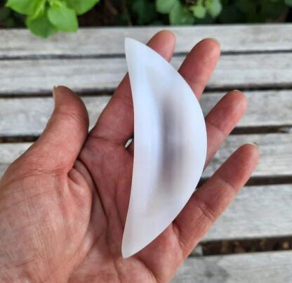 Selenite (Satin Spar) Crescent Moon Bowl M, Clearing Bowl, Higher Realm Connection