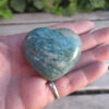 Amazonite w/ Smoky Quartz Heart / Palm Stone, Communication, Good Luck, Success, Peace, Confidence, Truth