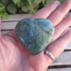 Amazonite w/ Smoky Quartz Flat Heart / Palm Stone, Communication, Good Luck, Success, Peace, Confidence, Truth - Image 3