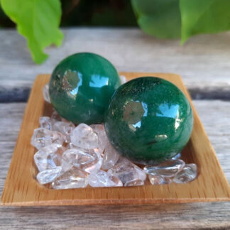 Green Aventurine Sphere Duo (L), Abundance, Luck, Full Potential, Vitality, Growth