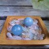 Aquamarine Sphere Duo w/ Morganite Chip Stones, Creativity, Intuition, Calming, Meditation Set - Image 2