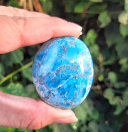 Blue Apatite Palm Stone S, Manifestation, Spirit Guide Connection, Healthy Eating