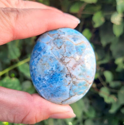 Blue Apatite Palm Stone S, Manifestation, Spirit Guide Connection, Healthy Eating