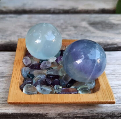 Fluorite Sphere Duo, Meditation Set, Soul Purpose, Intuition, Source Connection