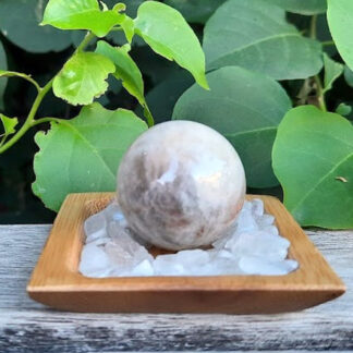 Moonstone Sphere Set w/ Blue Flash (S), Soothing, Intuition, Calm, Stress Relief