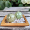 Prehnite w/ Epidote Sphere Duo, Meditation Set, Intuition, Spiritual Growth - Image 2