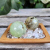 Prehnite w/ Epidote Sphere Duo, Meditation Set, Intuition, Spiritual Growth - Image 4
