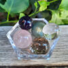Quartz Mini Sphere Set, Clear, Smoky, Rose, Amethyst, Green Aventurine w/ Bowl