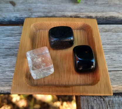 Black Obsidian Cube Duo, Protection, Inner Strength, Clearing, Clear Quartz Cube