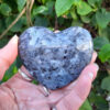 Larvikite Heart, Manifestation, Protection, Grounding, Stress Relief, Palm Stone