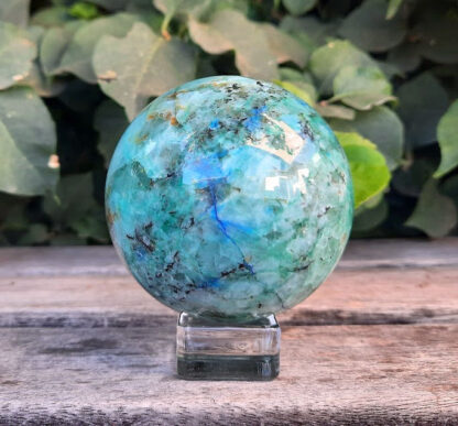 Phoenix Stone Sphere / Eilat Stone, Chrysocolla, Malachite, Turquoise, Azurite, Copper