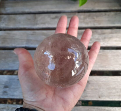 Smoky Quartz Sphere & Glass Stand, Grounding, Transmutation, Peace
