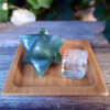 Green Aventurine Merkaba & Clear Quartz Cube Set, Abundance, Luck, Higher Realms