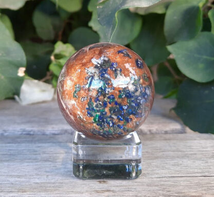 Garden Quartz Sphere w/ Azurite, Malachite & Copper, Lodolite, Psychic Abilities, Creativity