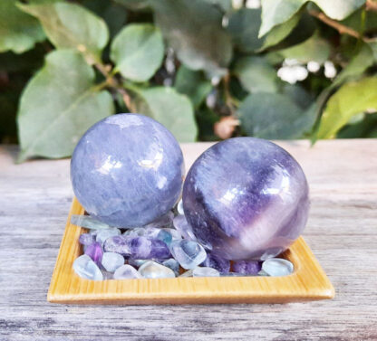 Fluorite Sphere Duo Set, Soul Purpose, Intuition, Clarity, Source Connection
