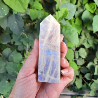 Moonstone Obelisk w/ Blue Flash, Soothing, Intuition, Calm, Stress Relief