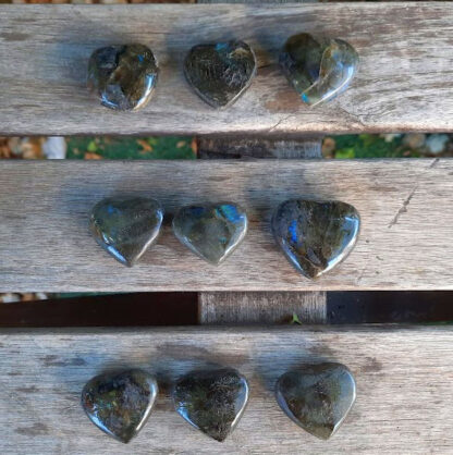 Labradorite Hearts Lot of 3, Transformation, Full Potential, Grids