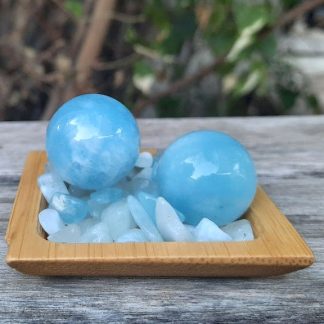 Aquamarine Sphere Duo Set, Creativity, Intuition, Calming, Meditation Set