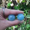 Aquamarine Sphere Duo (S) w/ Morganite Chip Stones, Creativity, Intuition, Calming, Meditation Set - Image 4