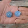 Aquamarine Sphere Duo (S) w/ Morganite Chip Stones, Creativity, Intuition, Calming, Meditation Set - Image 3