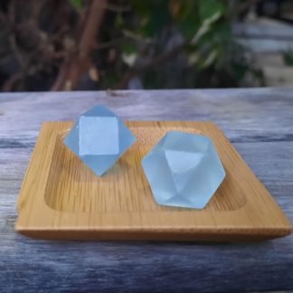 Aquamarine Cuboctahedron Duo Set, Creativity, Intuition, Calming, Meditation Set