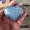 Labradorite Heart Palm Stone, Purple / Blue / Pink / Orange Flash, Transformation - Image 4