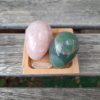 Green Aventurine & Rose Quartz Egg Duo, Abundance, Love, Healing