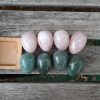 Green Aventurine & Rose Quartz Egg Duo, Abundance, Love, Healing - Image 2