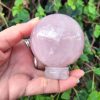 Rose Quartz Sphere L w/ Rose Quartz Stand, Love, Nurturing, Stress Relieving, Heart - Image 7